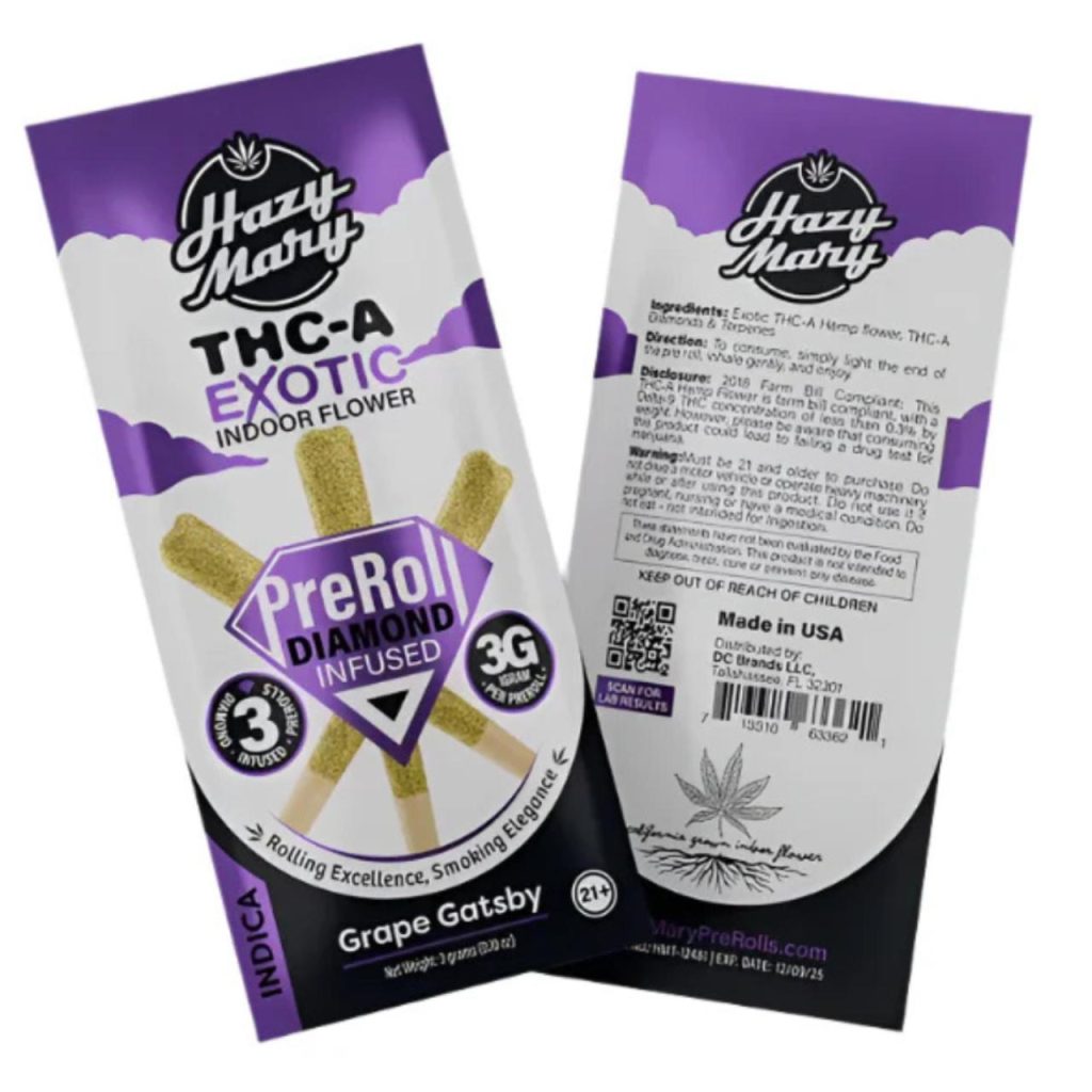 Hazy Mary Exotic Diamond Infused PreRoll 3G -3CT - Image 2