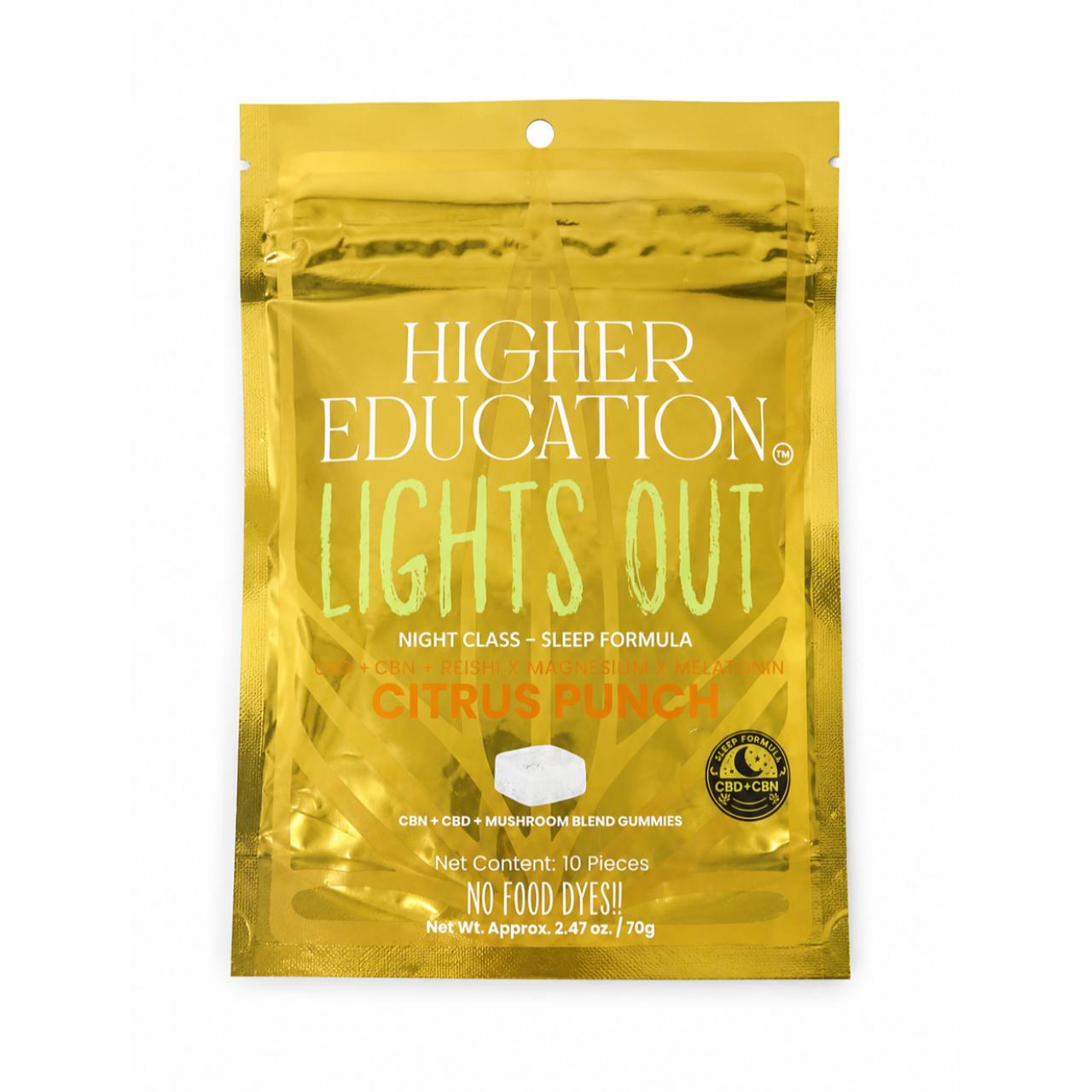 Higher Education Lights Out CBD/CBN/Melatonin/Mushroom Blend Gummies - Image 2