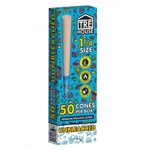 Tre House Premium Pre Roll Cones 1 1/4 Unbleached – 50PK
