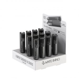 White Rhino Lighter Sidekick B Series Transparent Black – 12CT Display